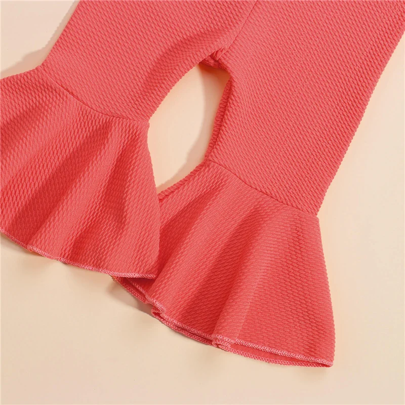 

3Pcs 0-18Months Baby Girls Cotton Sweet Clothes Set,Letter Print Long Sleeve O-Neck Romper+Solid Color Flared Trousers+Headband