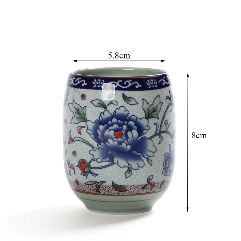 

Japanese Style Large Retro Blue and White Porcelain Tea Cup Kung Fu Drinkware Household Water Mug Wine Glass Office Teacups