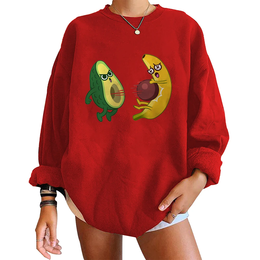 

Women Casual Avocado Graphic Tops Kawaii Cartoon Avocado Long Sleeve Sweatshirt Female Summer Women Sweatshirt Cute Tops