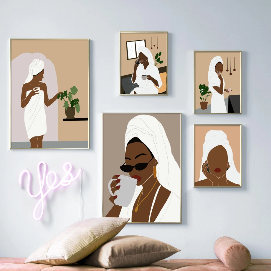 

Fashion Woman Lips Sexy Black Girl Wall Art Canvas Painting Modern Vacation Nordic Poster Wall Pictures For Living Room Unframed