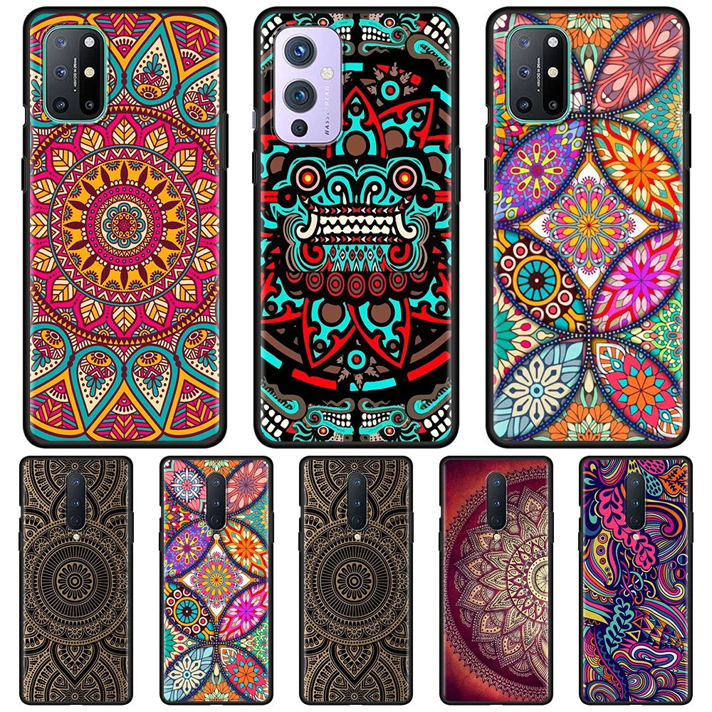 

Phone Case For OnePlus 8T 8 Nord N10 2 N100 N200 7 7T 9 Pro 9R Z Black TPU Fundas Silicone Coque Mandala flower totem