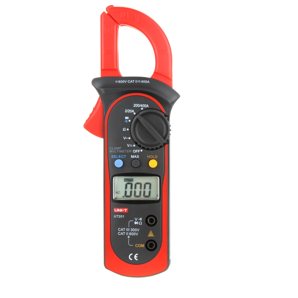 

UNI-T UT201 AC 2A~400A Digital Clamp Multimeter AC/DC Voltage Detector AC Current Resistance/Ohm Meter Tester Auto Range