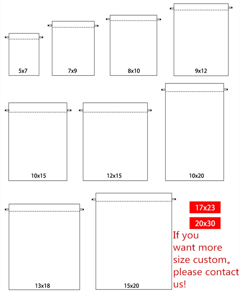 100 шт./лот 5x7 7x9 8x10 9x12 см Бархатный мешочек сумка со шнурками с мешок ювелирных изделий Рождество свадебный подарок красные бархатные сумочки 77
