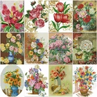 HUACAN крестиком цветочные наборы белый холст вышивка Цветочная вышивка наборы 11CT 14CT DIY подарок украшение дома