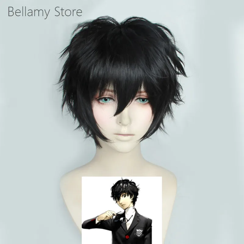 

Persona 5 P5 Amamiya Ren парики из волос для косплея + шапочка для парика