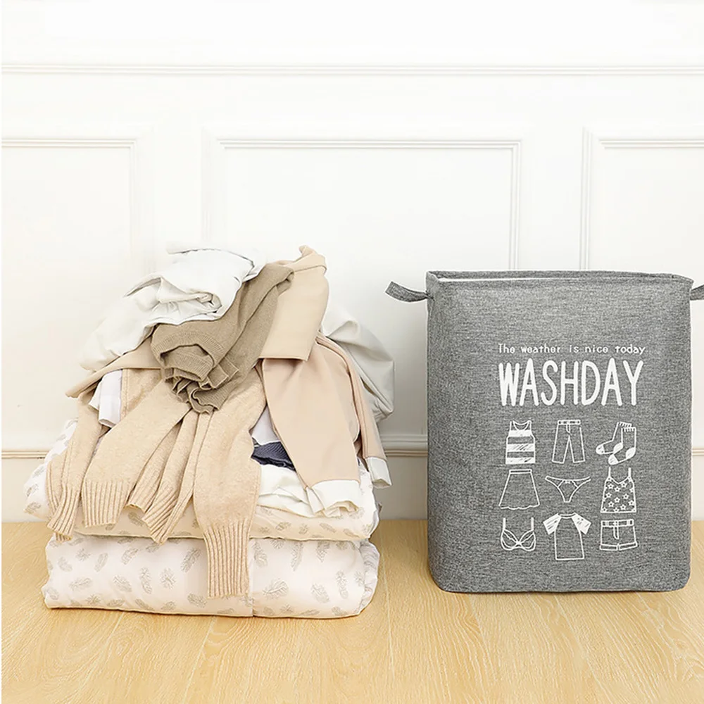 

1pc Foldable Laundry Bag Dirty Clothes Storage Container Large Household Laundry Basket Bucket (Dark Grey)
