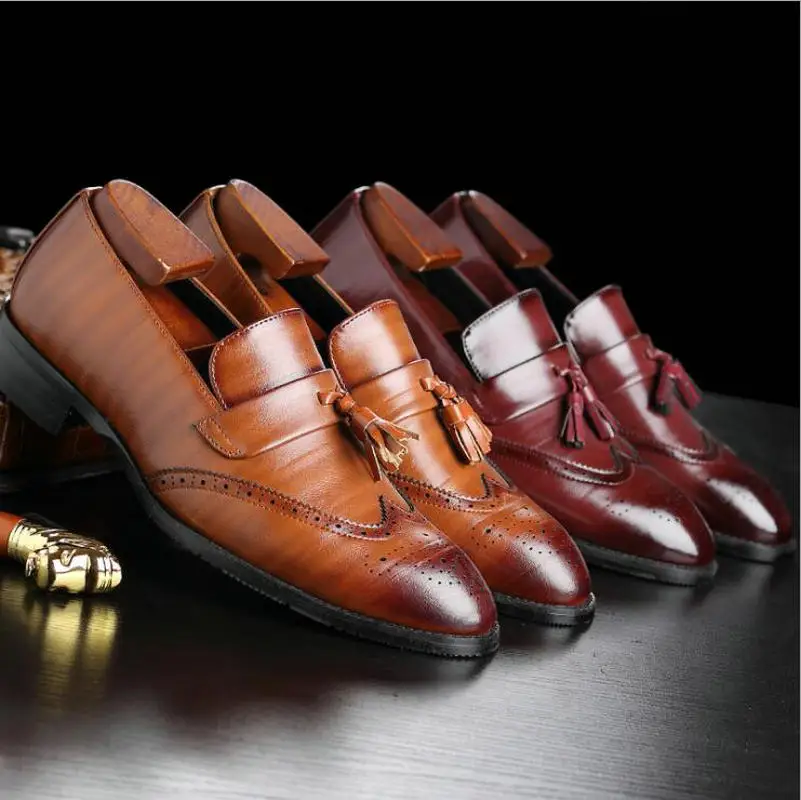 Мужские повседневные туфли дышащие кожаные лоферы офисная обувь для мужчин