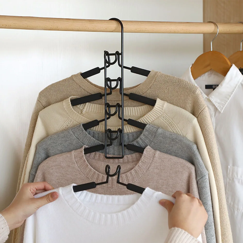 

5 In 1 Multi-Layer Clothes Hangers Space-Saving Multiple Non-Slip Hanger for Wardrobe L9
