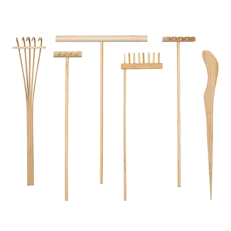 

Creative Zen Garden Stamps Rake Pattern Sand Play Bamboo Rakes Art Class Supplies Toy Educational Preschool Painting Kit