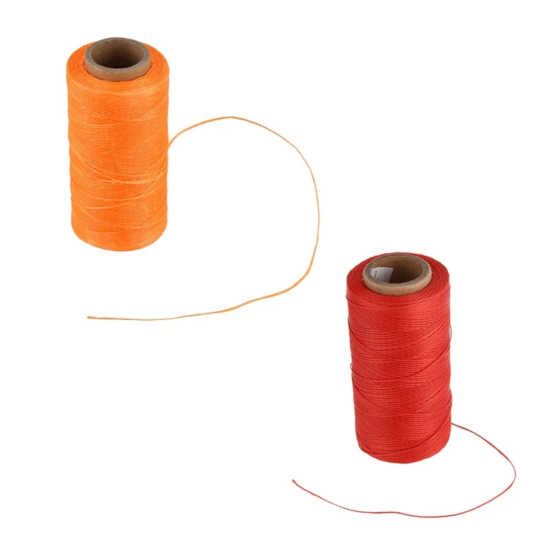 

HOT 2 Roll 260M 150D 1MM Leather Sewing Waxed Wax Thread Hand Needle Cord Craft DIY New, 1 Roll Orange & 1 Roll Red