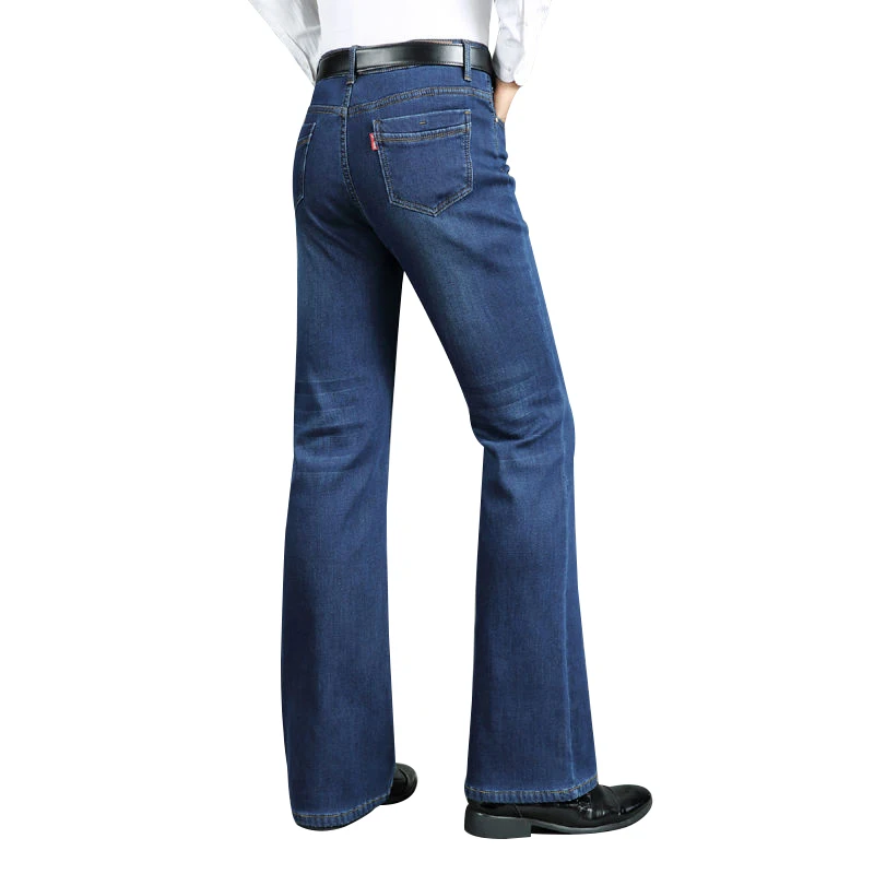 Джинсы мужские расклешенные зимние хлопковые брюки из денима утепленные