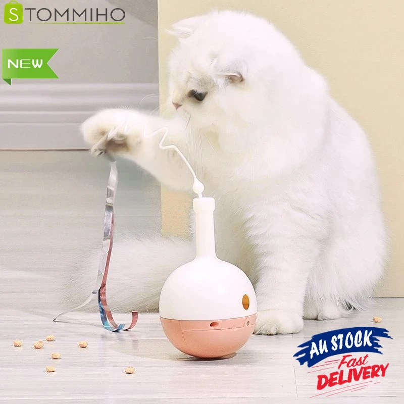

STOMMIHO Pet Cat Toy Slow Feeder Teasing Stick Balance Car Chasing Feather Tumbler Wine Bottle Dispenser Electric Self Rotating