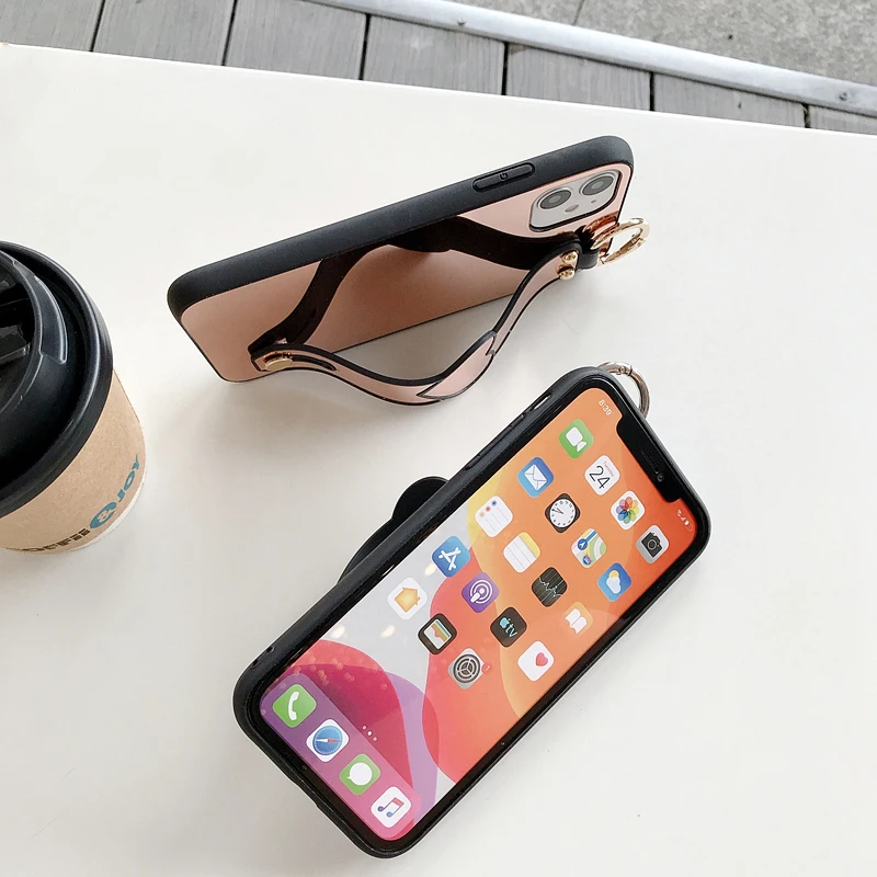 Зеркальный чехол Makup с ремешком на руку для iPhone 11 Pro Max чехлы женщин XR X XS роскошный