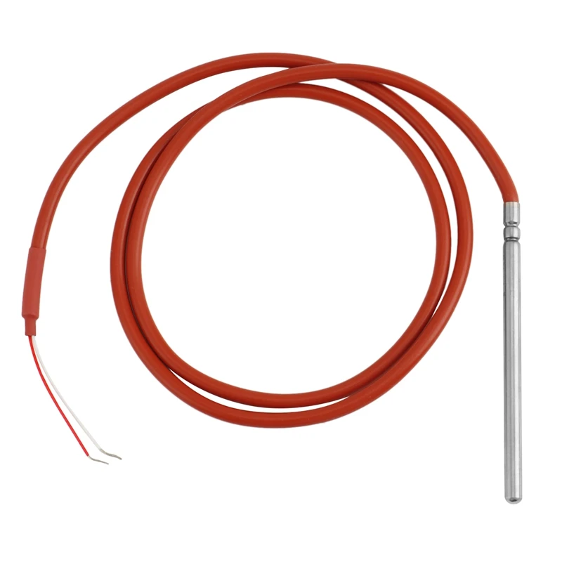 

Waterproof PT1000 Temperature Sensor -40-200C Probe DIA 6mm Insert Length 100mm Heat Resistant 2 Wire 1M Silicone Cable