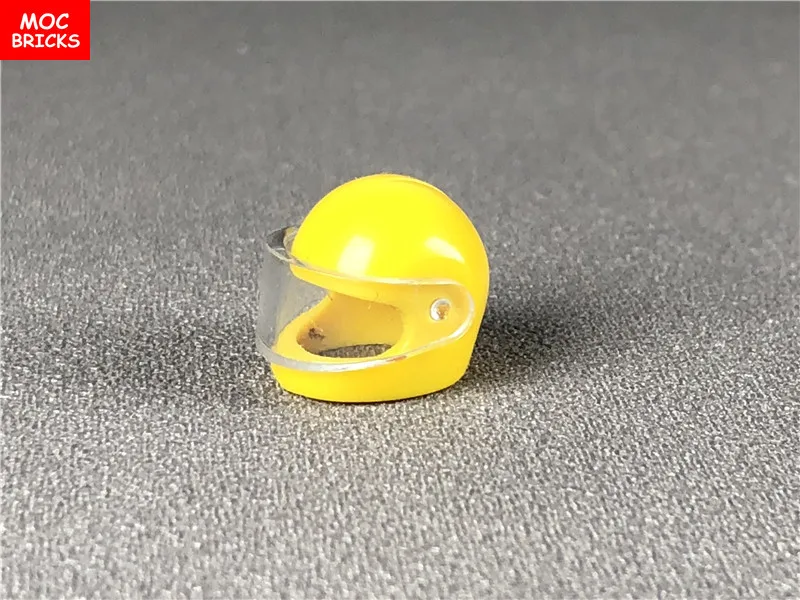 10 шт./лот MOC кирпичи красочный мотоциклетный шлем с козырьком экшн фигурка