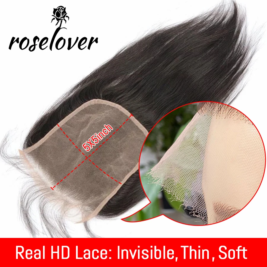 5x5 HD кружевная застежка отбеленные узлы бразильское искусственное кружево