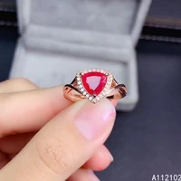 kjjeaxcmy fine jewelry s925 sterling silver inlaid natural ruby new girl lovely adjustable ring support test chinese style