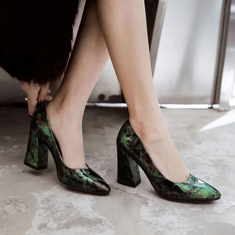 Женские туфли-лодочки весенне-летние туфли на высоком каблуке с разноцветным