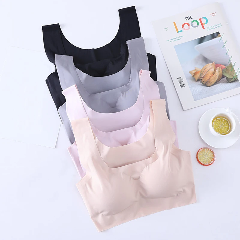 3 шт. Женский мягкий тонкий бюстгальтер пуш ап бесшовный из ледяного шелка