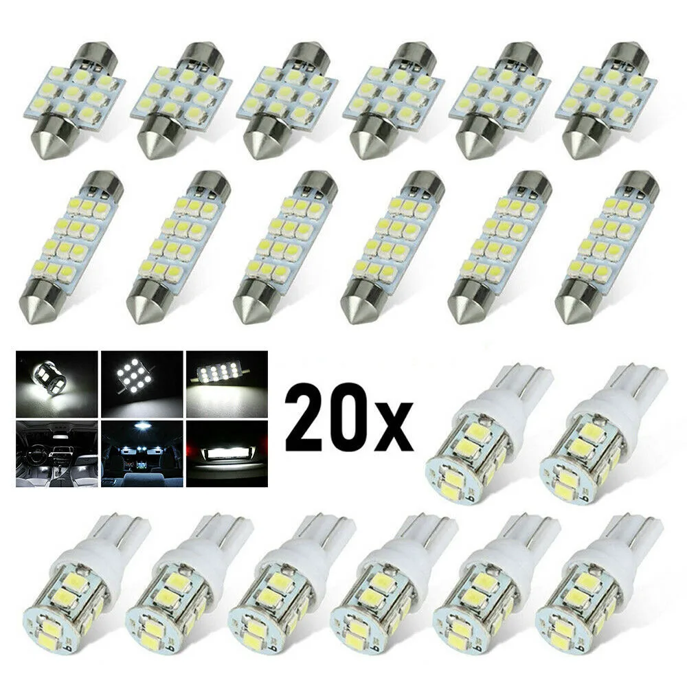 

6000K White LED Light Bulbs Accessories 20pcs Combo Dome Inside Interior