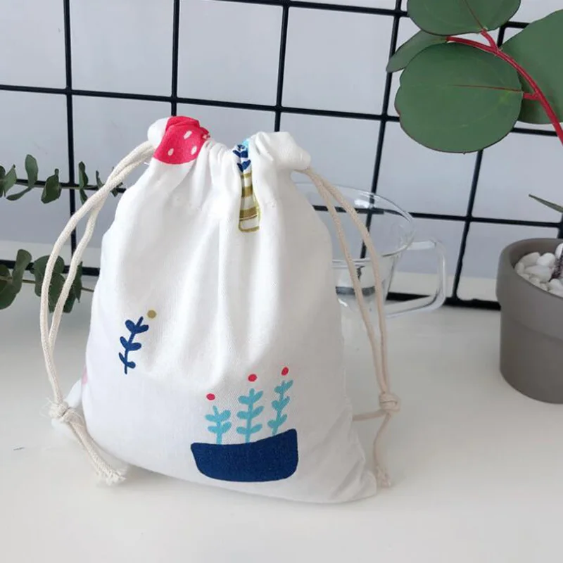 Хлопковые пакеты для покупок с двойным шнурком многоразовые льняные Подарочные