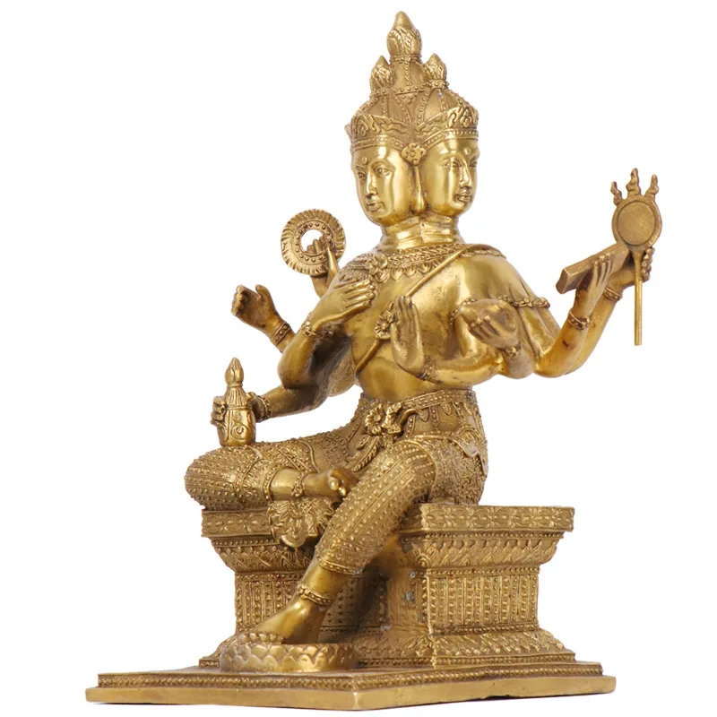 LAOJUNLU Bronze Thai FourFaced Buddha Ornaments Grant Whatever Is Requested Statue Of The Brahma L | Дом и сад