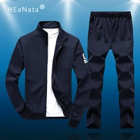 new gyms men sport sets sportswear tracksuits sets mens jacketpants running clothing mens zipper suits plus size