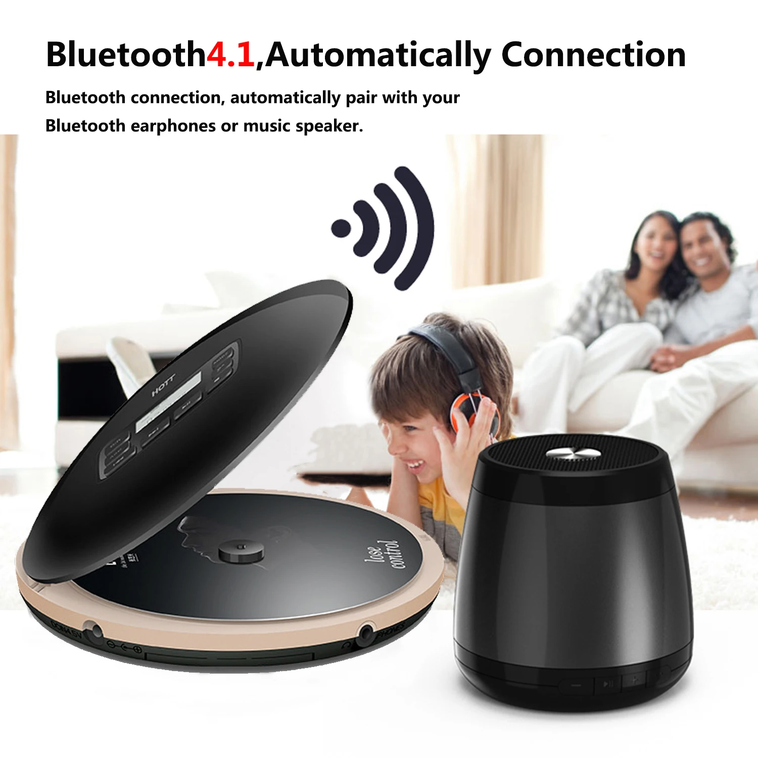 2019 HOTT bluetooth4.1cd-плеер со светодиодным дисплеем защита от пропуска анти-шок