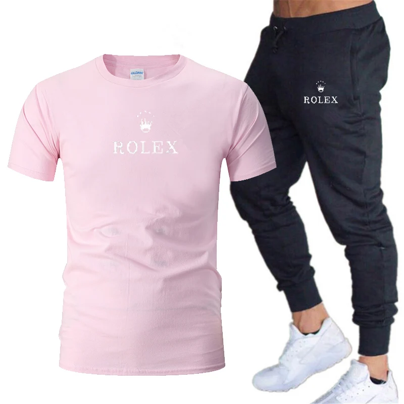 

Men's 2-piece summer shorts suit men's printed short sleeves and trousers casual sportswear trousers men's fashion clothing