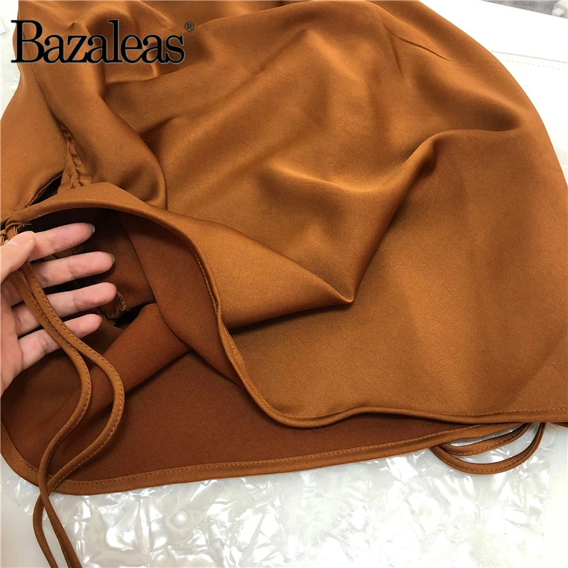 Bazaleas винтажное модное атласное пляжное платье с двусторонним шнурком шелковое