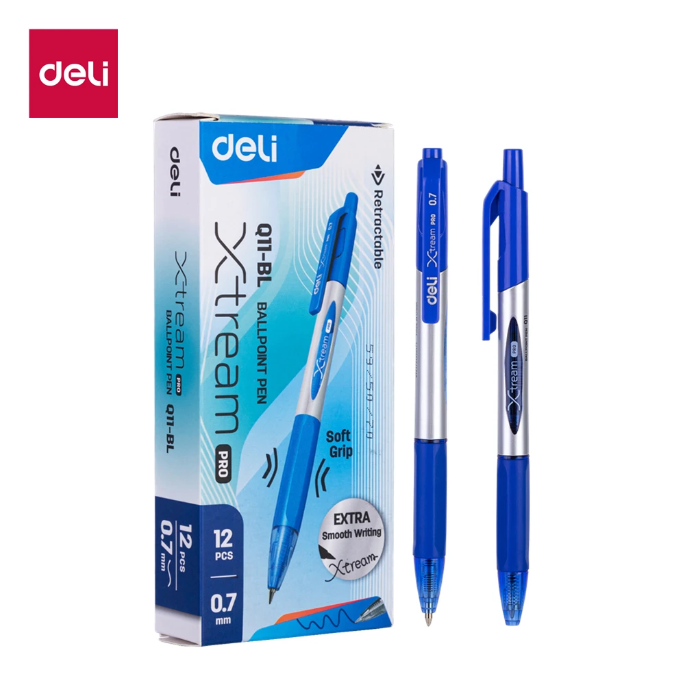 DELI Smooth Ballpoint Pen Low Viscosity Ink Refill Signing 0.7mm Black Blue Office School Writing Tools Stationery Ball Pens Q10