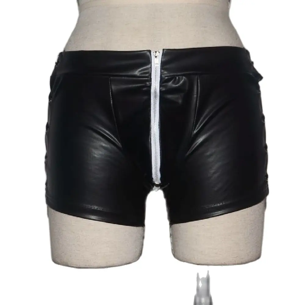Мужские сексуальные кожаные шорты для прогулок облегающие из искусственной кожи