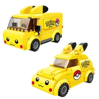 new anime pok%c3%a9mon bikachu pokeball summon cute car building blocks pokemon model sets bricks classic toys for children gift
