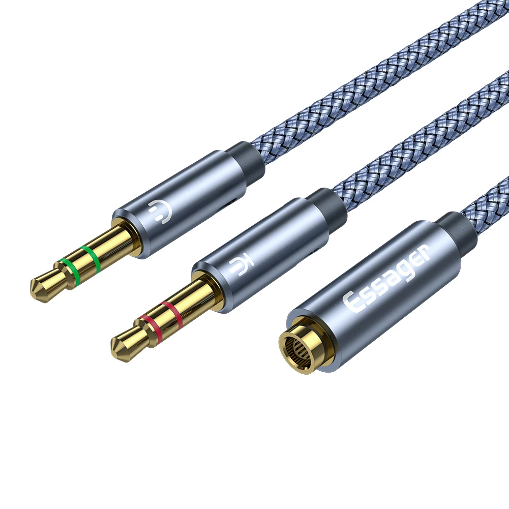 

3.5mm Audio Cable Jack Audio Cable Dual Male to Female Splitter Adapter Splitter Audio Cable Insert for Phone PC Computer
