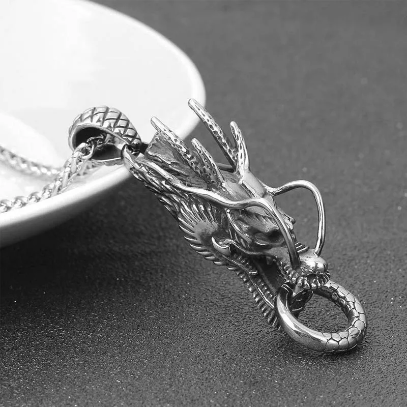 361L Подвеска из титановой стали с головой дракона имитация тайского серебряного