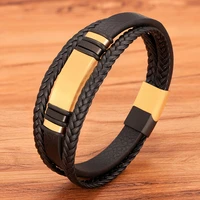 xqni combination small accessories stainless steel mens leather bracelet multilayer weaving for handsome boys birthday gift