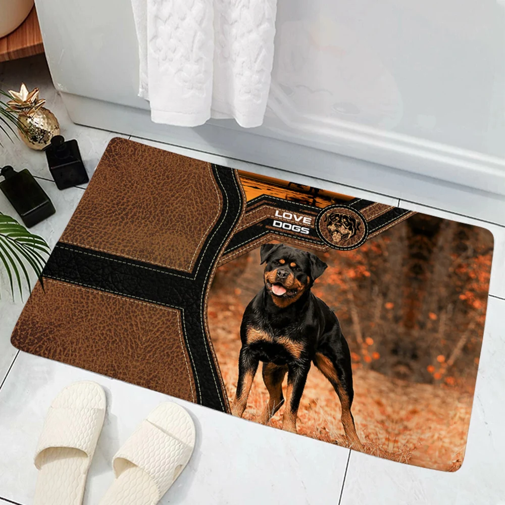 

CLOOCL Please Remember Rottweiler Dog cowboy Doormat Decor 3D Print Pet Dog Carpet Flannel Non-Slip Absorption Doormat