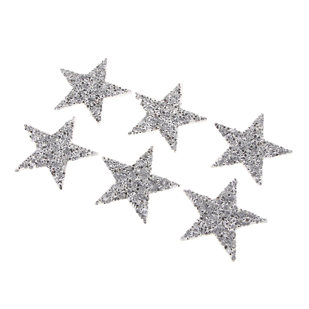 

6pcs Star Design Crystal Patches Badge for Costume Bag Pants Decor DIY