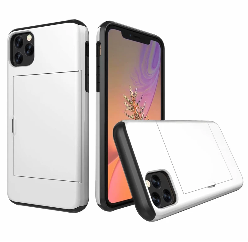 white Для Iphone X XR XS 11 Pro Max 8 7 6 6s Plus 5 5S SE чехол Роскошный кошелек Гибридный скользящий держатель для карт для хранения Броня прочный Чехол - Цвет: white