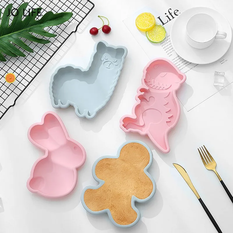 

JO LIFE 6inch Silicone Baking Pan Rainbow Cake Mold Animal Dinosaur Cartoon Cake Decoration Gingerman Bakeware