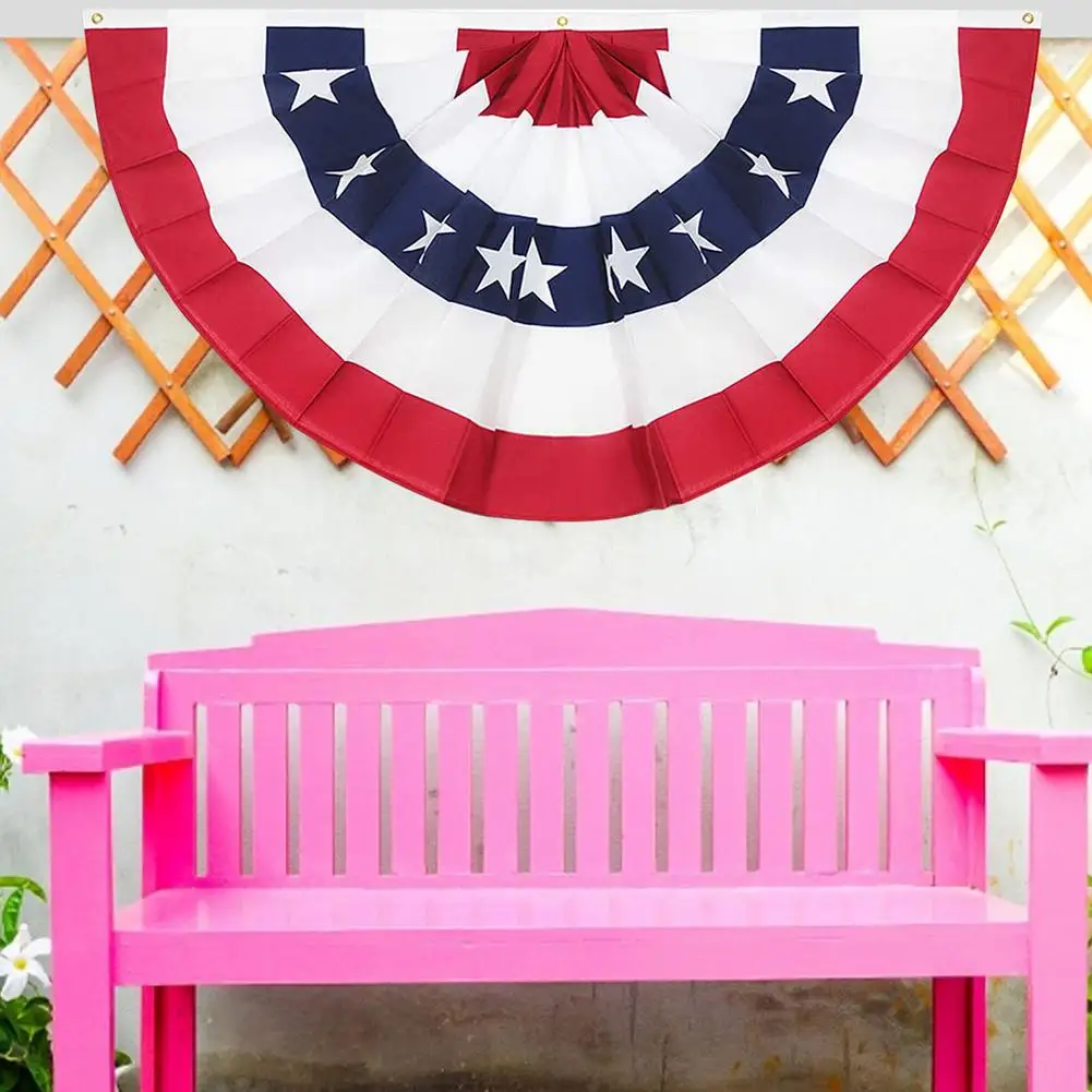 

American Flag Skirt Decor Independence Day Fan-shaped Banner High Quality Printed American Flag Bunting For Home Decoration