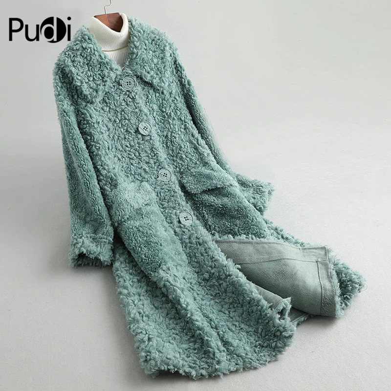 Женское зимнее меховое пальто PUDI из натуральной шерсти теплая куртка для девочек