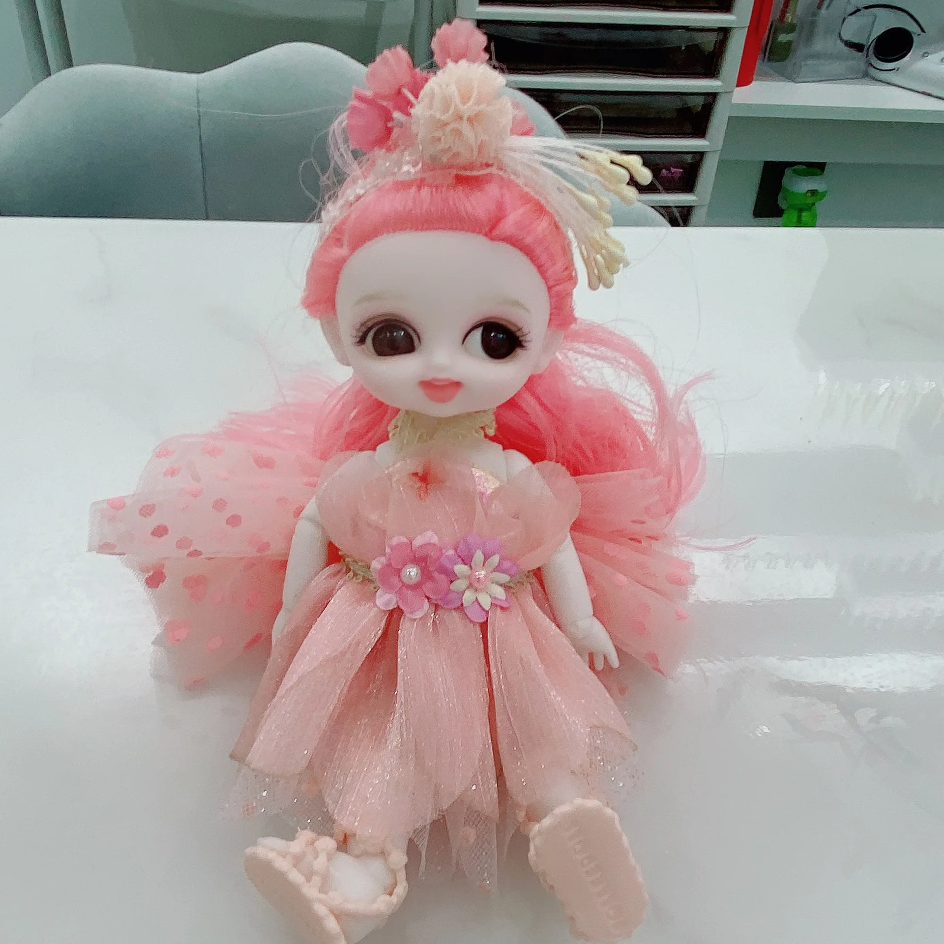 New 16cm BJD Doll Toy Fashion 1/12 Mini Cute Fairy Wing Doll Set 13 Movable Joints 3D Big Eyes Children's Toy Girl Birthday Gift
