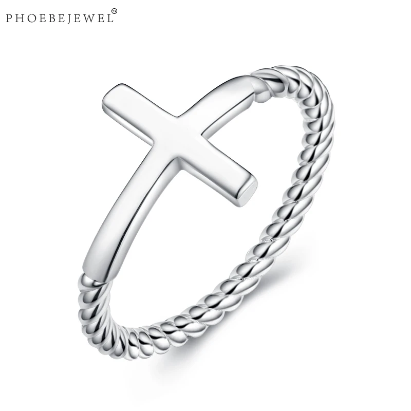 Женское кольцо с крестом PHOEBEJEWEL серебряное для свадьбы помолвки выпускного