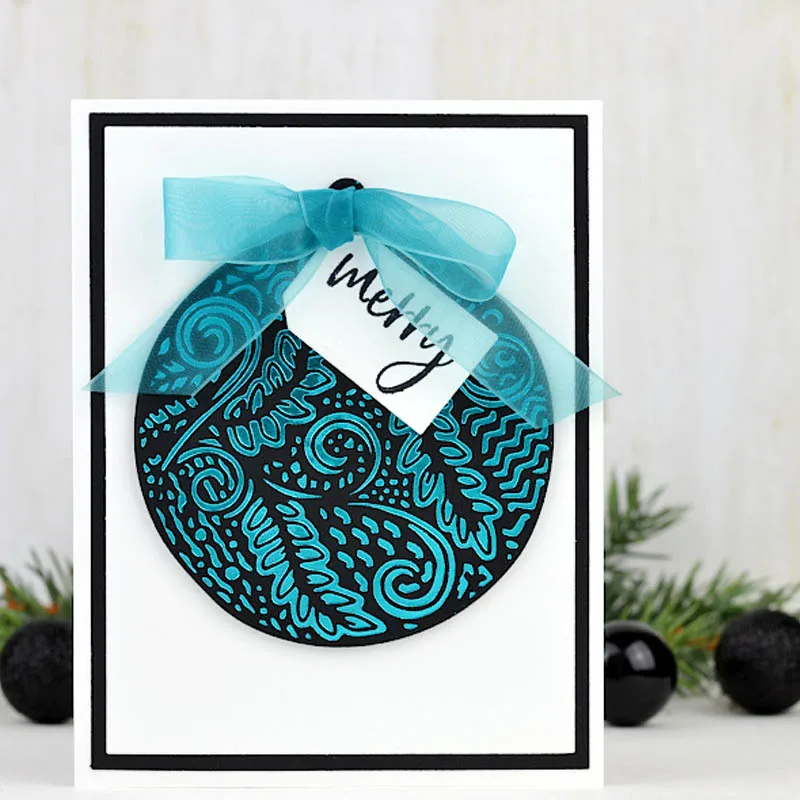 Блестящий Рождественский шар Горячая фольга пластина + высечки для DIY