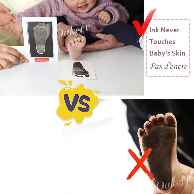 

Safe Non-toxic Baby Footprints Handprint No Touch Skin Inkless Ink Pads Kits for 0-6 months Newborn Pet Dog Paw Prints Souvenir