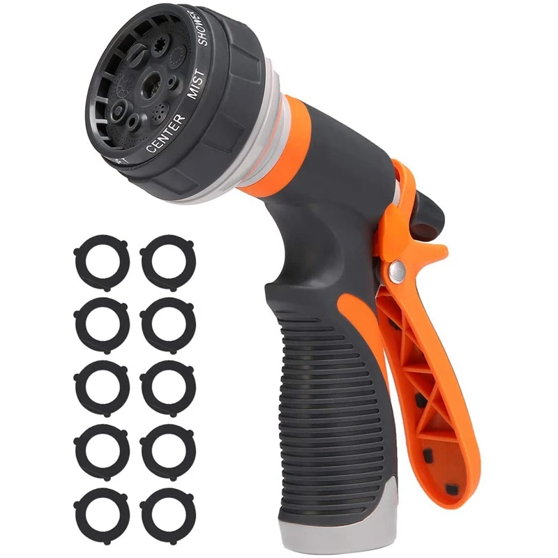 Форсунка для водяного шланга, садовая Форсунка для шланга, сверхмощная Форсунка для шланга высокого давления с 8 регулируемыми режимами рас...