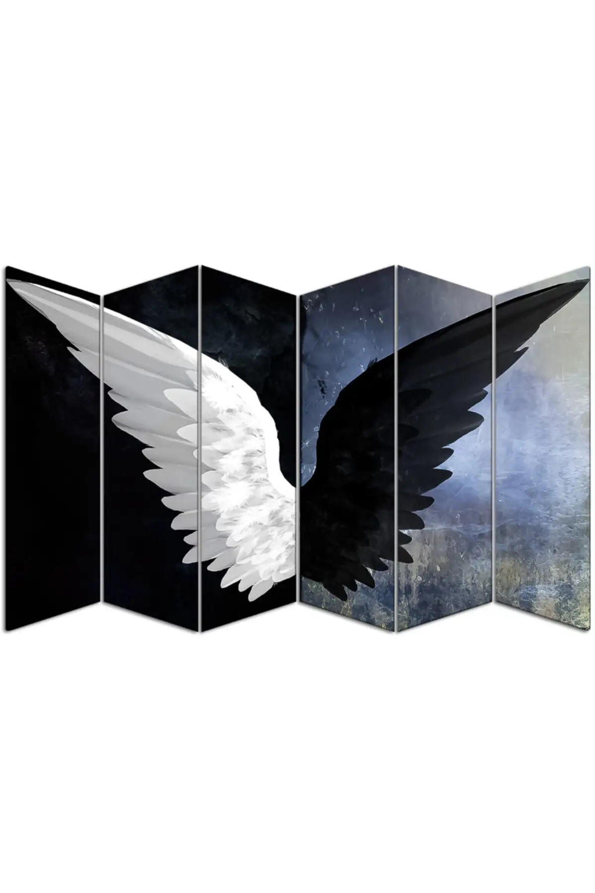 

ANGEL STYLISH MODERN DESIGN Black and White Wing 6 Piece Wooden Wall Table Set