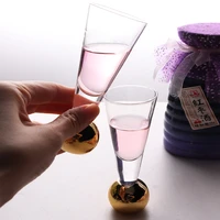 creative cocktail glasses with golden ball beautiful juice cups transparent champagne goblet glass party barware bar utensils