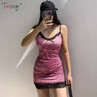 Женское мини-платье с леопардовым принтом, без рукавов